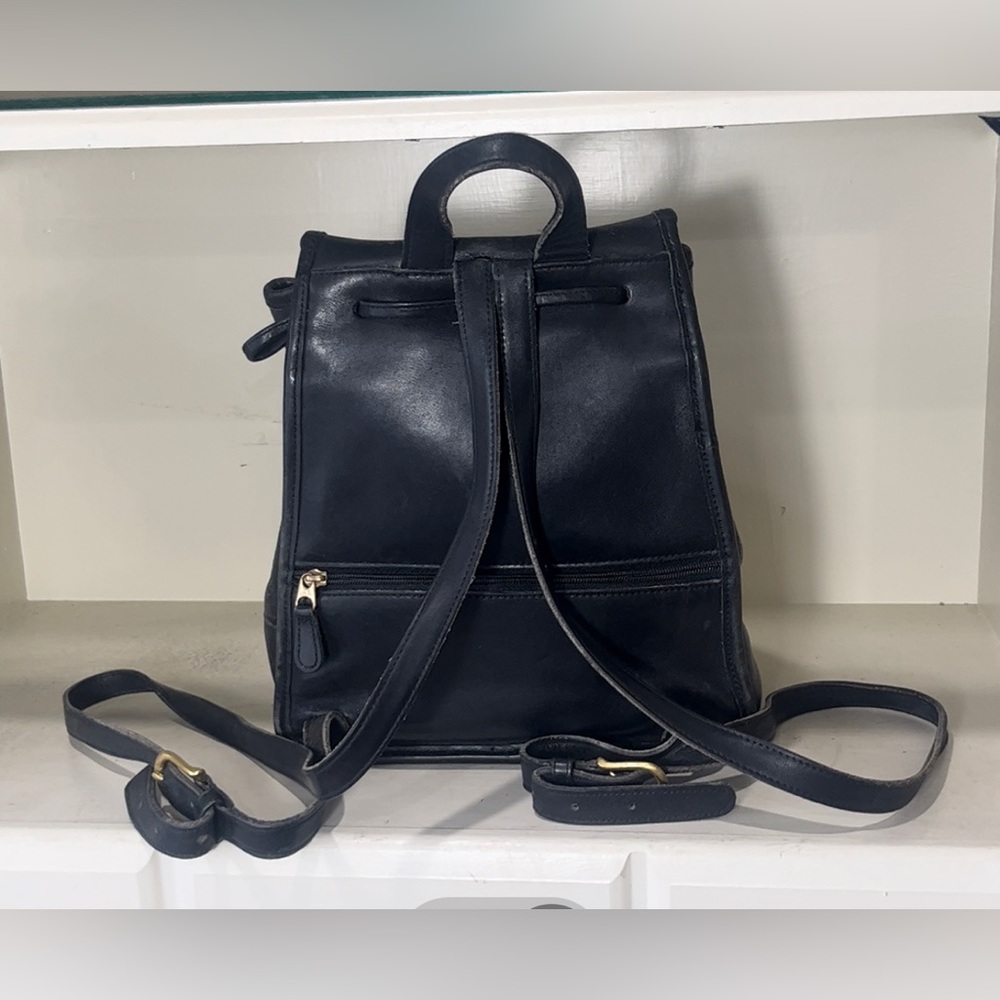 Coach Vintage Black Leather Daypack Backpack Bag 9791 - Picture 6 of 9
